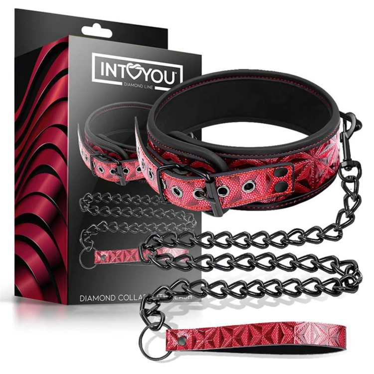 Skórzana Obroża Ze Smyczą Diamond Line