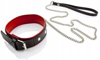 LUKSUSOWA SKÓRZANA OBROŻA DAMSKA Z ŁAŃCUSZKIEM