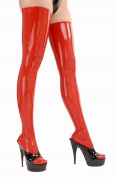 CZERWONE POŃCZOCHY Z LATEKSU AB4046 100% LATEX L