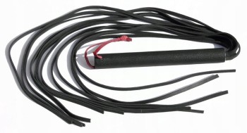 CZARNY SKÓRZANY PEJCZ Z MASYWNĄ RĄCZKĄ