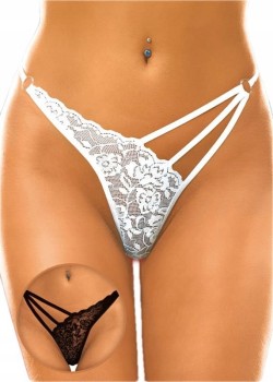 CZARNE KORONKOWE STRINGI DAMSKIE ROZMIAR M/L