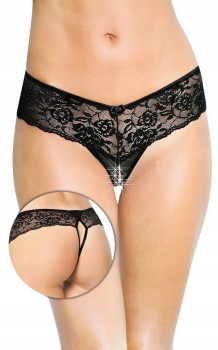 CZARNE KORONKOWE STRINGI DAMSKIE 2440 ROZMIAR S/M