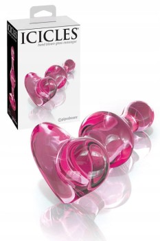 Różowe Serce Szklany Korek Analny Icicles No.75