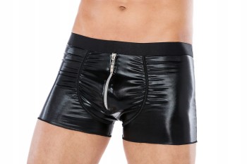 CZARNE BOKSERKI MĘSKIE WETLOOK Z ZAMKIEM ROZ. L/XL