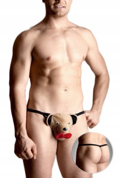 BEŻOWE STRINGI MĘSKIE Z WIZERUNKIEM MISIA ROZ. S-L