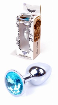 Metalowy Korek Analny Silver Light Blue