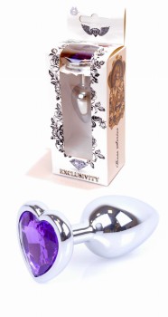 Metalowy Korek Analny Silver Heart Purple