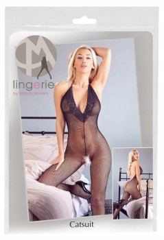 Siateczkowe Bodystocking Z Koronkowym Dekoltem S/L