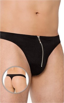 Czarne Stringi Męskie Z Suwakiem 4501 
