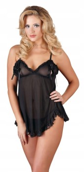 CZARNA KOSZULKA BABYDOLL + STRINGI ROZMIAR XXL