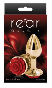 Aluminiowy Korek Analny Z Czerwoną Różą 8,8 cm    