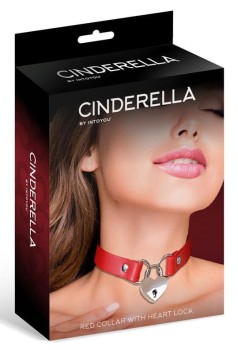 Skórzana Obroża Damska Cinderella Heart Lock Red