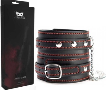 Czarne Skórzane Kajdanki Na Nogi Argus Mini Ankle
