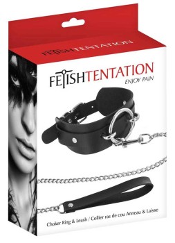 Czarna Obroża Ze Smyczą  Fetish Tentation