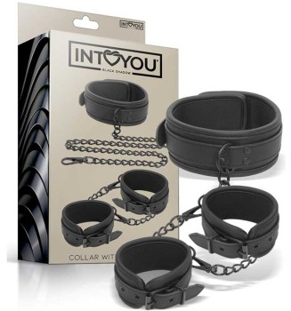 Zestaw Skórzane Kajdanki I Obroża Z Łańcuszkiem