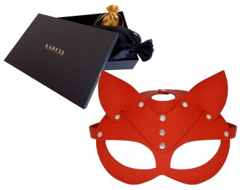 Luksusowa Skórzana Maska Kota Selina Red