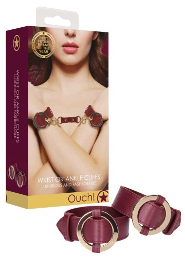Skórzane Kajdanki Na Ręce Ouch Halo Burgund