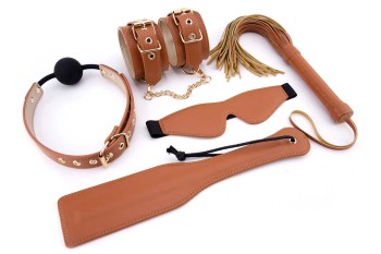 Zestaw Bdsm Blaze Elite Cognac Vegan Leather