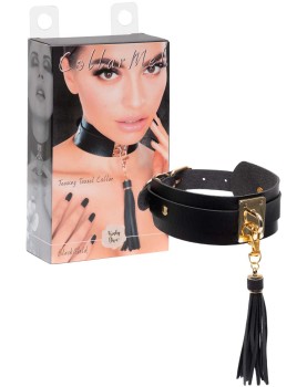 Czarna Obroża Bdsm Kinky Diva Teasing Tassel Collar