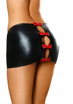 ZNIEWALAJĄCA SPÓDNICZKA WETLOOK Z KOKARDKAMI L/XL