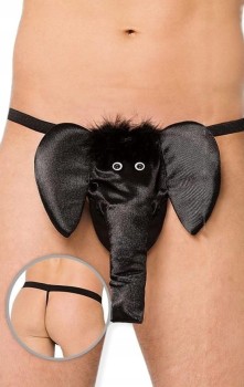 ZABAWNE CZARNE STRINGI MĘSKIE SŁONIK ROZMIAR S/L