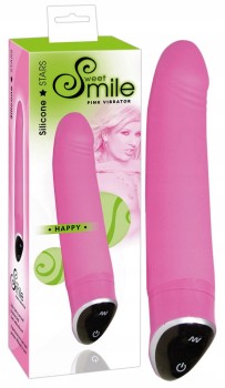 SILIKONOWY KLASYCZNY WIBRATOR HAPPY PINK