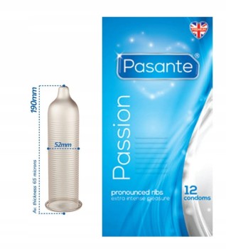 PRĄŻKOWANE PREZERWATYWY PASANTE RIBBED PASSION 12